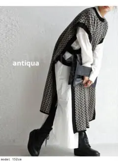 antiqua ロングニットベスト　レディース　ブラックのサムネイル