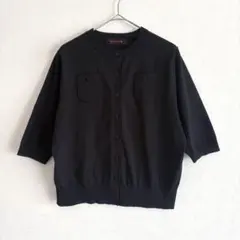 CABaN ファインポリエステルハーフスリーブポケットカーディガン ブラック S