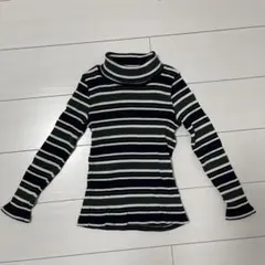 GLOBAL WORK  ボーダーリブタートルカットソー　XL