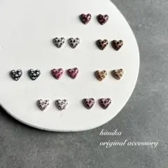 No.708 ハート　レオパード　ミニピアス