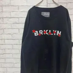 【ビンテージ】メンズ スウェット トレーナー フロントプリント 刺繍 薔薇