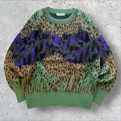 vintage 総柄 ニット セーター マルチカラー 個性派 レトロ
