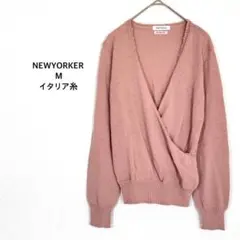 ニューヨーカー◉ニット セーター ピンク カシュクール 春ニット パール付 薄手のサムネイル