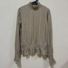 RETRO GIRL ベージュ フリル付き長袖シャツ M