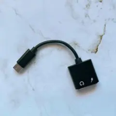 USB-C 3.5mm イヤホンジャック 変換 2in1 充電 同時 ブラック