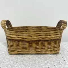 ハンドメイド　布バスケット　持ち手付き　カゴ柄