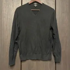 UNIQLO スーピマコットンVネックセーター【M】ブラックのサムネイル