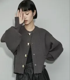 【美品】ADAM ET ROPÉ BIGボタンニットカーディガンF グレー