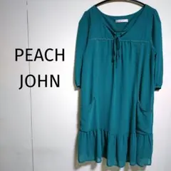PEACH JOHN ピーチジョン 袖シースルーワンピース くるみボタン リボンのサムネイル