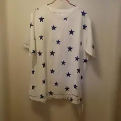 新品未使用 タグ付き ジェラートピケ 星柄 Tシャツ フリーサイズ ネイビー