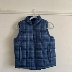 L.L.Bean ネイビー チェック柄 ダウンベスト M10-12