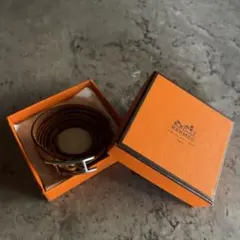 ✨良品✨HERMES エルメス アピ3 レザーブレスレット ブラウン シルバー