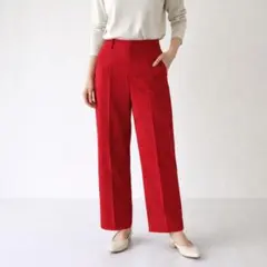 【S】スラックス センタープレス ワイドストレート 後ろゴム フルレングス