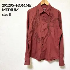 MEDIUM【Ⅱ】メンズシャツ オシャレ イケオジ 刺繍 綿100% エンジン