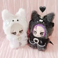 b227 ぬい服 12cm ちびぐるみ 着ぐるみ おすわり 悪魔の白猫‎♡ - メルカリ