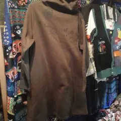 ブラウン ハイネック チュニック 長袖