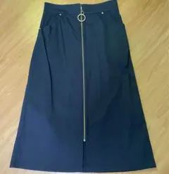 フロントジップスカート　Wb ネイビー　膝丈スカート　タイトスカート