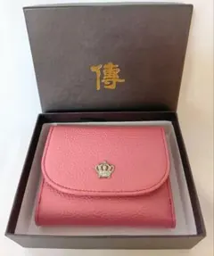 【極新品　箱付】傳濱野 三つ折財布 レザー ピンク 王冠　パルム 2026年最新】傳濱野 カラー：ピンク系 レディース 三つ折り財布の人気