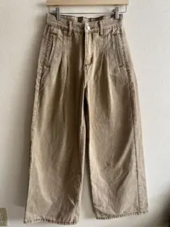 【極美品】ベージュ デニム ワイドパンツ