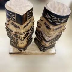 木製日本人形 2体セット