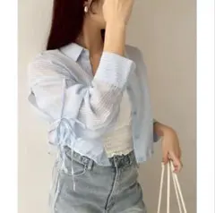【one after another】袖リボンシアーシャツ