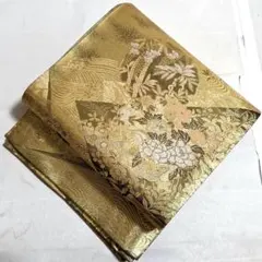 A◆着物くつろぎ 佐賀錦 渡良瀬 金銀糸 雪輪 六通 正絹 袋帯 445