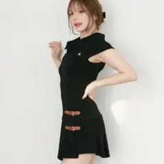 新品タグ付きandmary Luna pleats mini dressブラック
