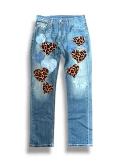 【Levi’s 511 】リメイク ハート ヒョウ柄 レオパード Y2K ギャル