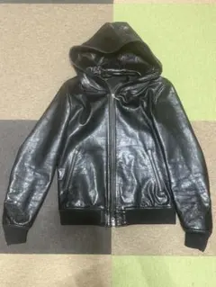 アバハウス　ラム革　レザー　パーカー　黒 ブラック　フード付き レザージャケット