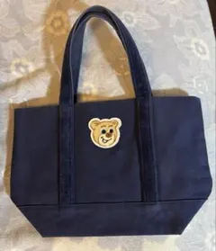 22日迄FEILERラブラリー オールドテディワッペントートバッグ L ネイビー