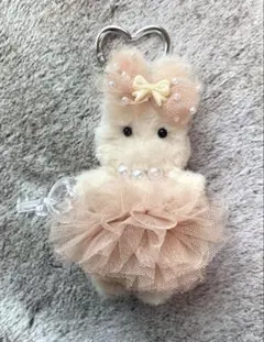 ハンドメイド♡モールドール♡ハートカラビナ付きふわふわうさぎ♡