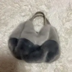 ファー トートバッグ グレー ホワイト