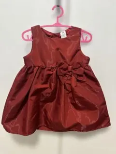 H&M 赤 リボン付きワンピース ドレス　80 ベビー服