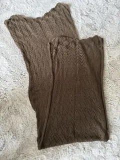 ブラウン レース編み ニットストール