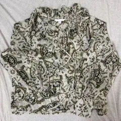 H&M 長袖 ブラウス 総柄 フリルネック XSのサムネイル