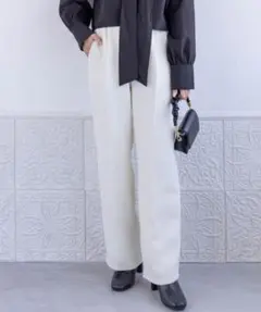 新品タグ付き STAYMOTION ツイードストレートパンツ アイボリー