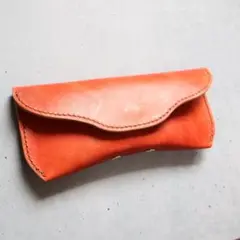 メガネケース　レッド　手染め　一点物