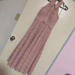 最終値下げ‼️ローブドフルール）ピンク ハイネックドレス ボタン付き