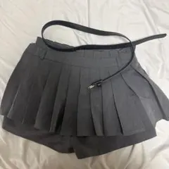 GRL プリーツミニスカート グレー ベルト付き