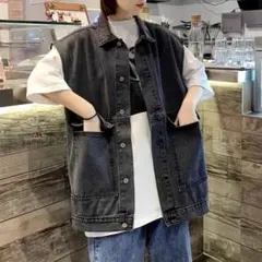 デニムベストSpRay ブラック