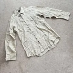 ランバンコレクション　長袖シャツ　リネン100 ベージュ　M