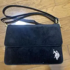 U.S.POLOASSN. コーデュロイ ショルダーバッグ ブラック 黒のサムネイル