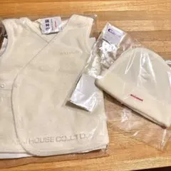 【未使用品】ミキハウス｜無撚糸ベスト・ニット帽子セット