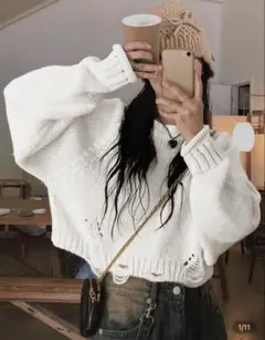 SHEIN ホワイトニットセーター Sサイズ