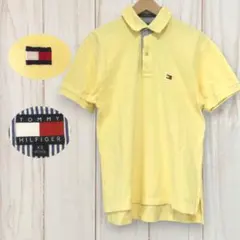 【トミーヒルフィガー 半袖ロゴ刺繍ポロシャツ】90s フラッグタグ M メンズ