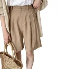 【未使用】chocomee タック入りベージュ　ハーフパンツ