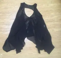 【新品同様】EMODAエモダ☆2wayシフォンフリルジレTOPS★BK