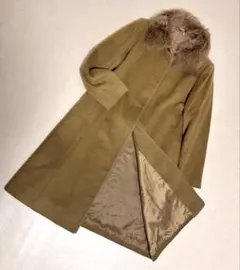 美品カシミヤ 100% ロングコート SAGA FOX ブルーフォックス ファー