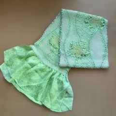 帯揚げ　総絞り　薄黄緑　長尺　桜　振袖