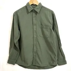 ユニクロ フランネルシャツ 長袖 M ダークグリーン 綿100% UNIQLO